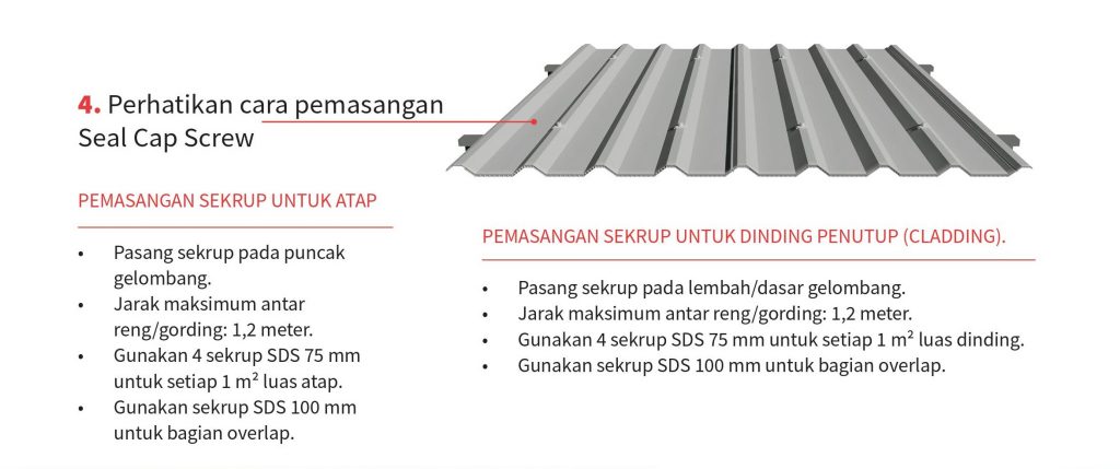 Pemasangan seal cap screw rooftop onduplast